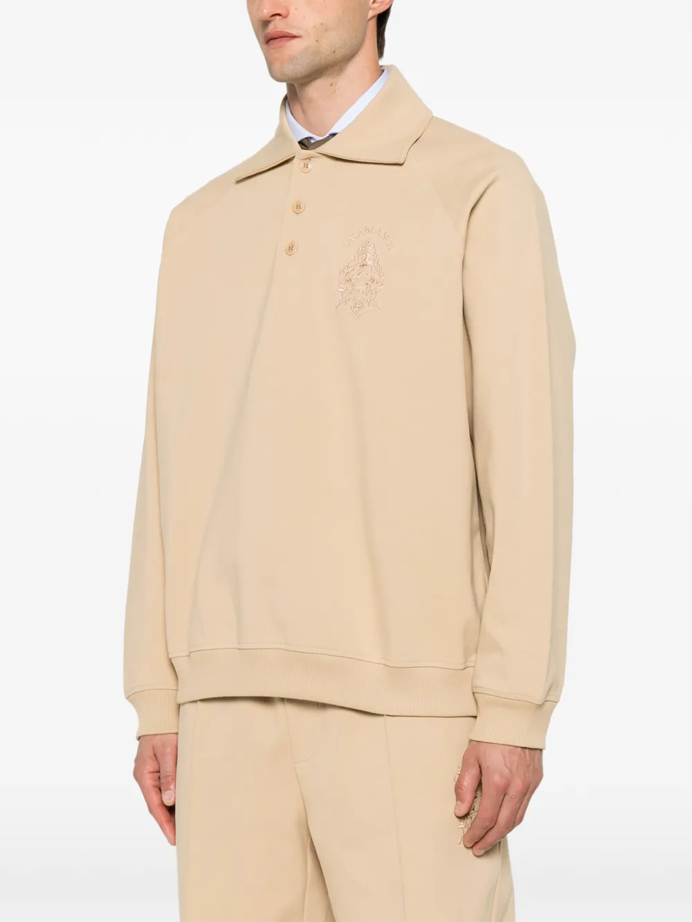 Casablanca Poloshirt met borduurwerk en raglan mouwen Beige