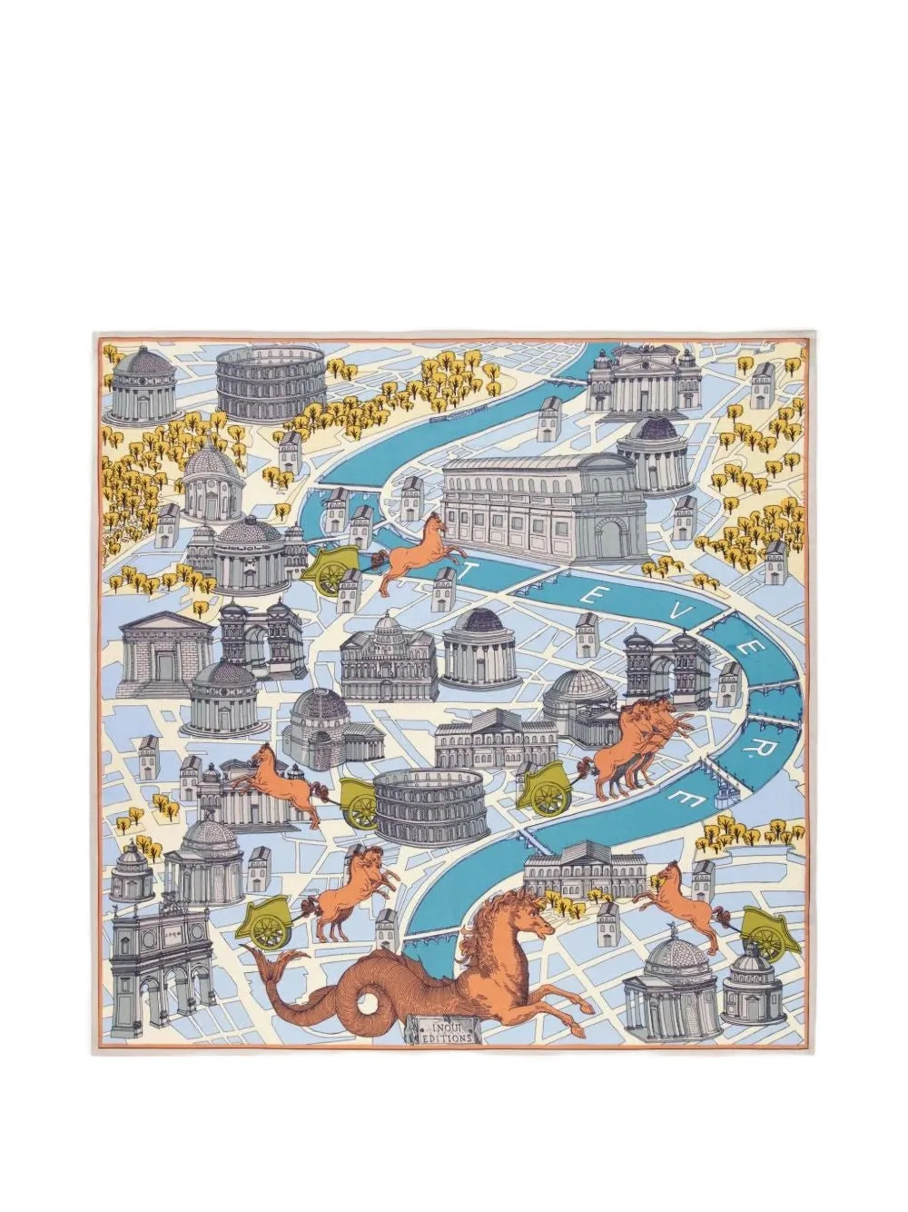 Inoui Editions graphic-print square scarf - Blu