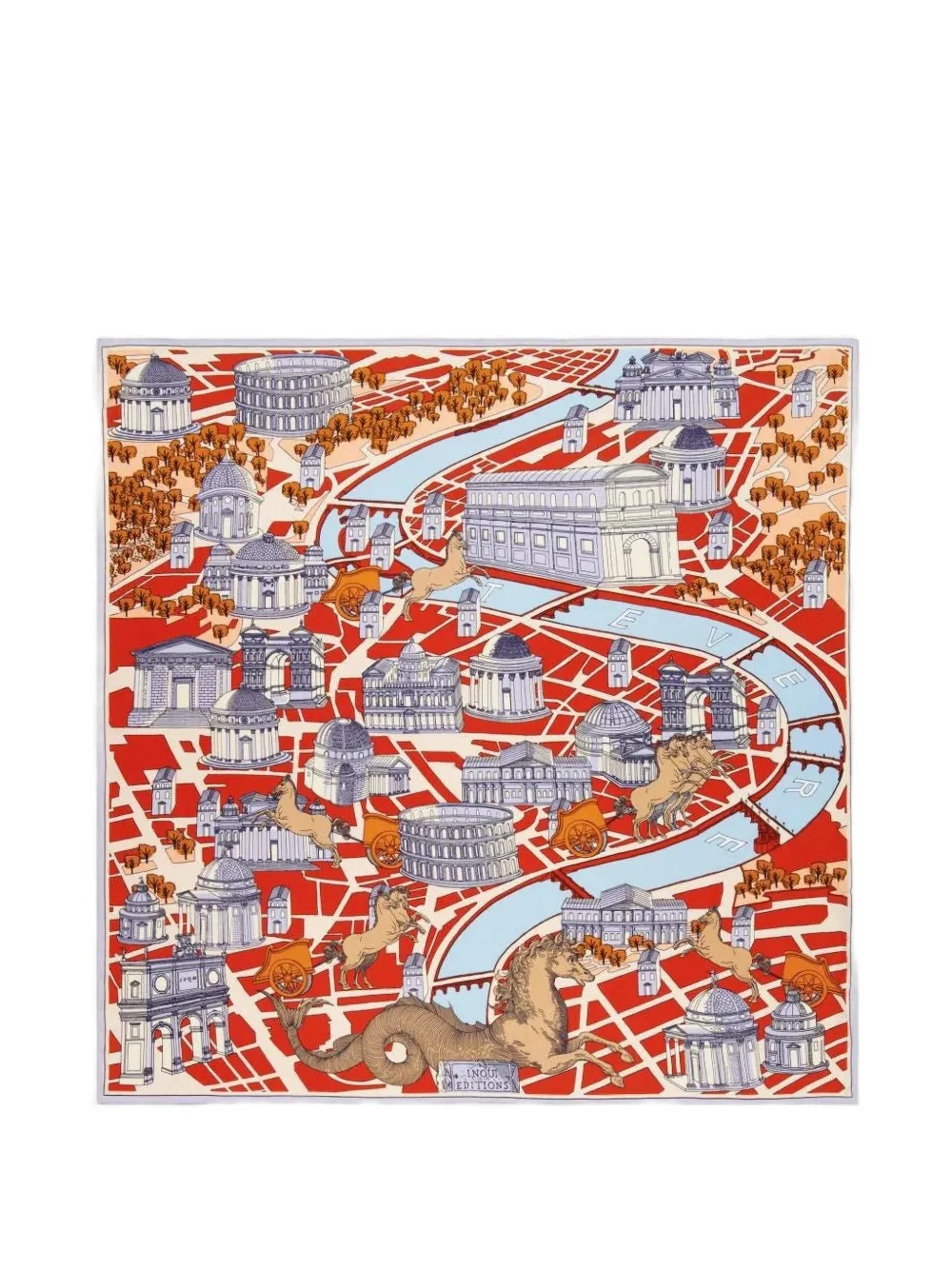 Inoui Editions graphic-print square scarf - Rosso