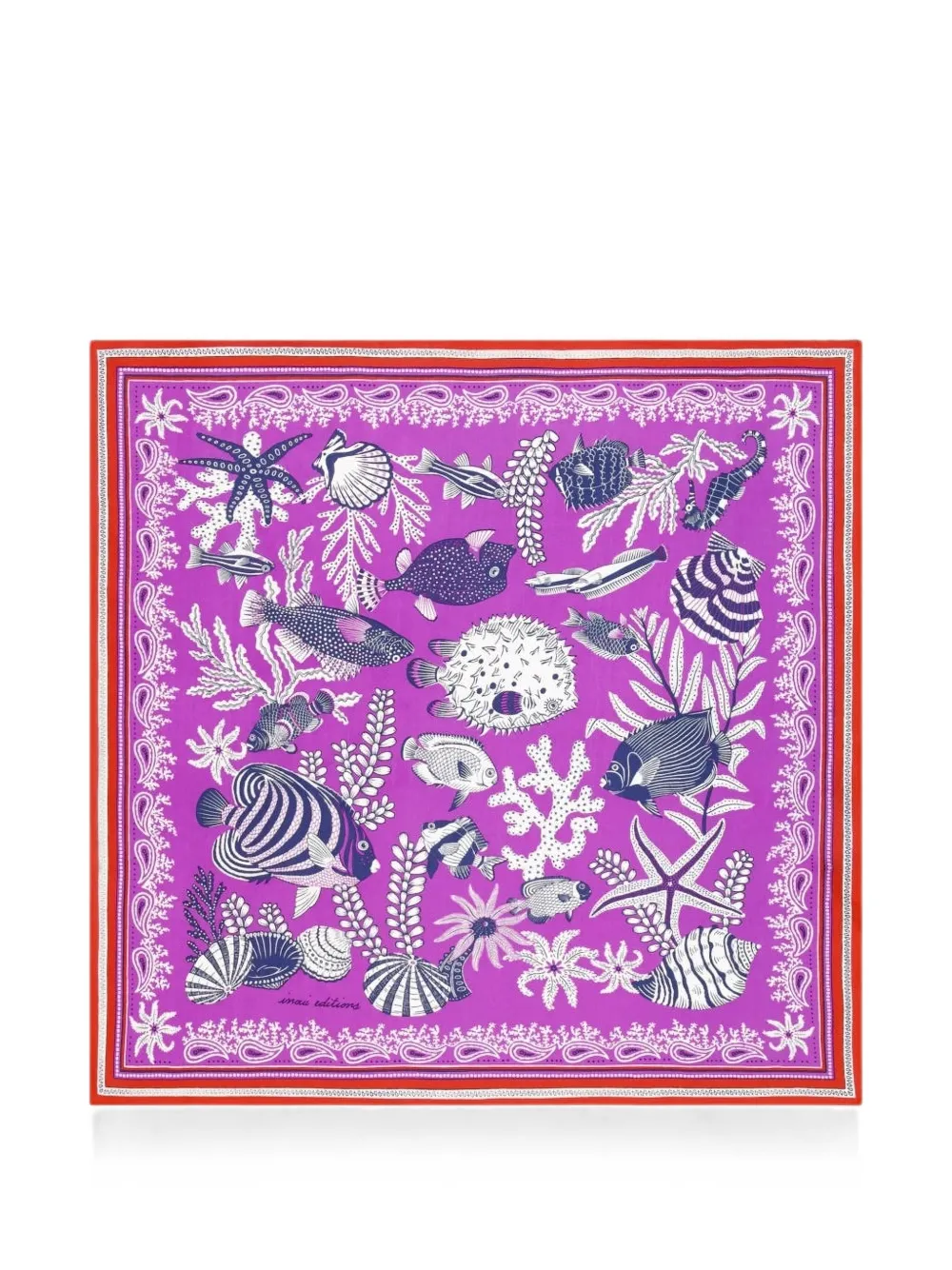 Inoui Editions marine-print silk scarf - Viola