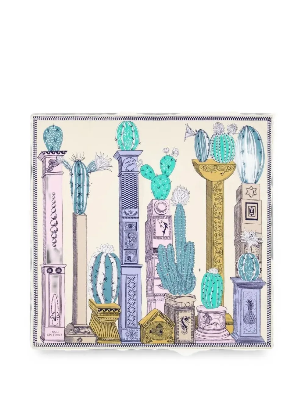 Inoui Editions cactus-print square scarf - Toni neutri