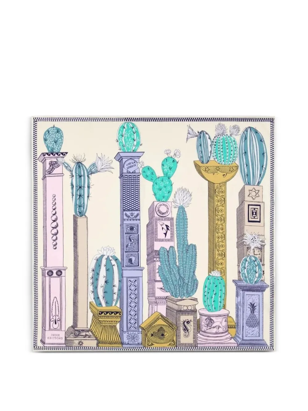 Inoui Editions cactus-print square scarf - Toni neutri