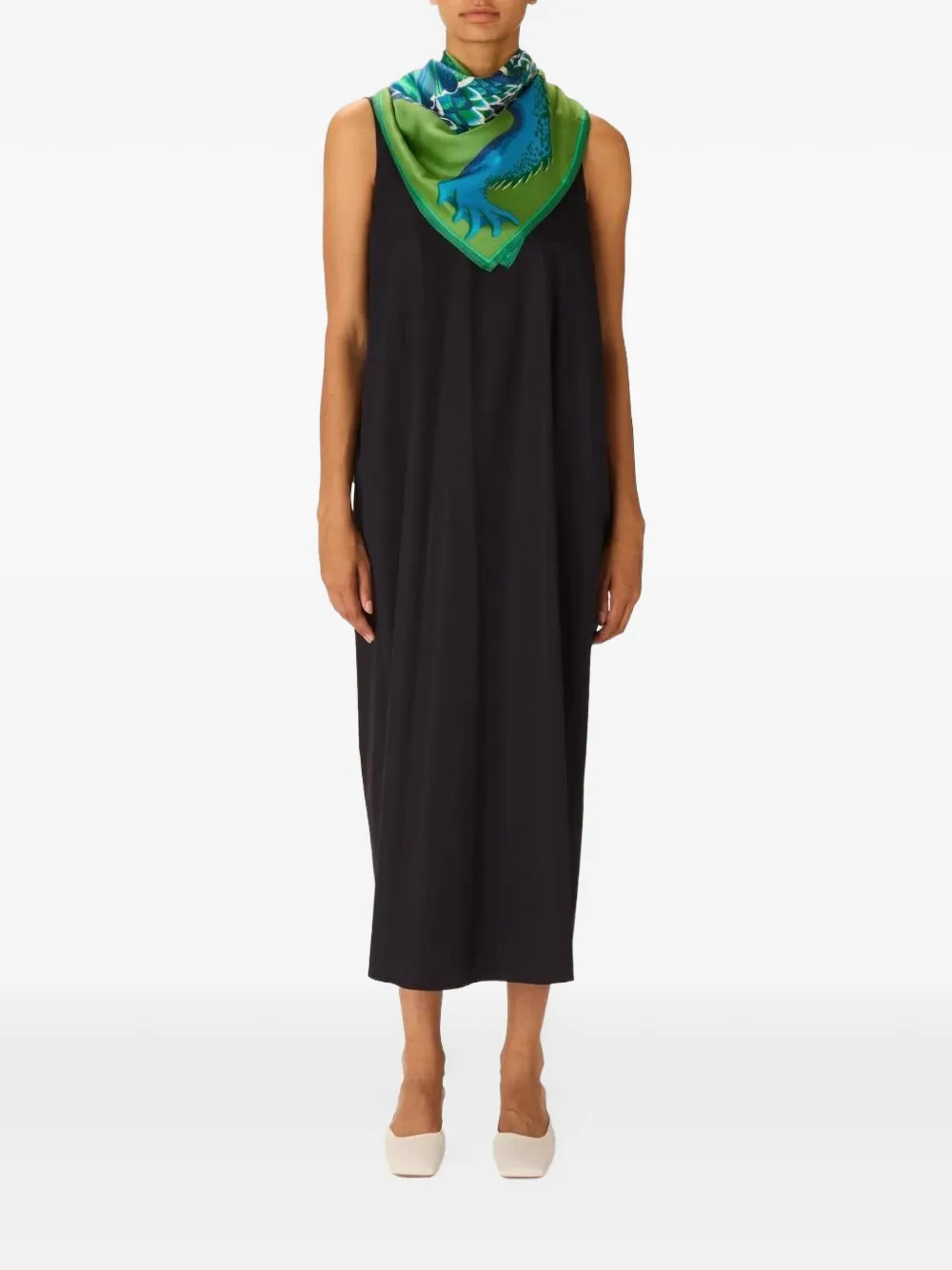 Inoui Editions crocodile-print square scarf - Verde