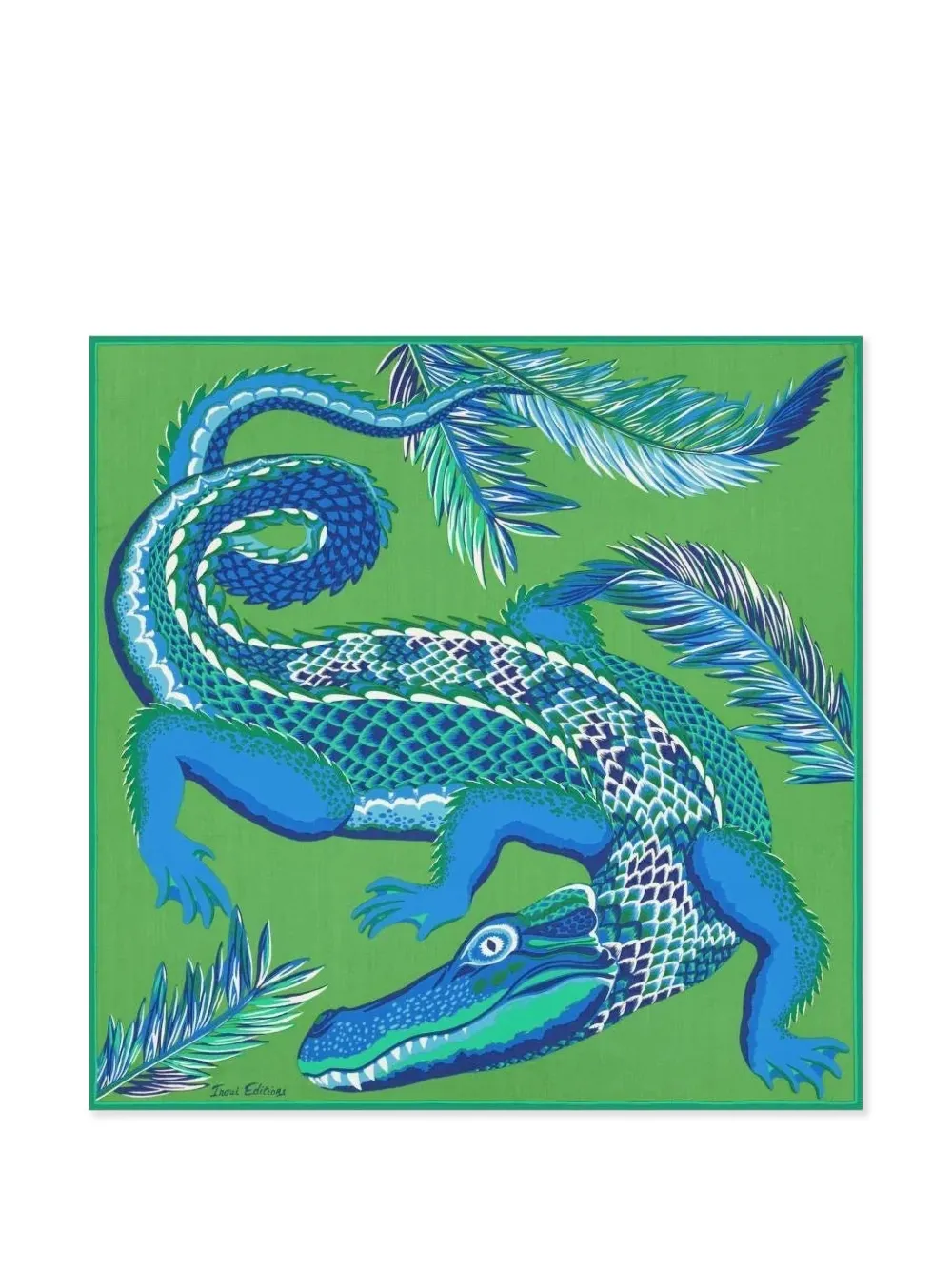 Inoui Editions crocodile-print square scarf - Verde