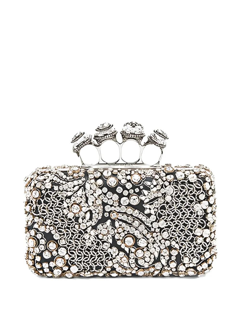 Alexander McQueen Spider Knuckle crystal-embellished clutch bag - Argento