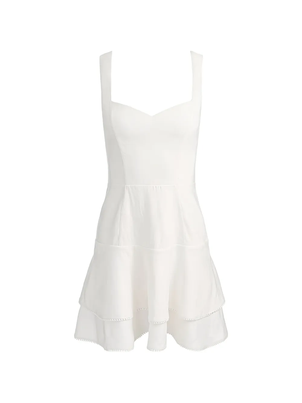 alice + olivia Miriam pom-pom trim mini dress - Bianco