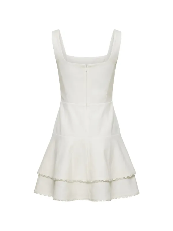 alice and olivia white dress CAILIN TUNIC TIERED MINI in OFF Romantic with a playful twist MILA DENIM MINI DRESS in