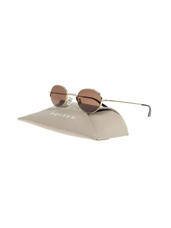 Alexander McQueen Eyewear ラウンドフレーム サングラス | ゴールド 