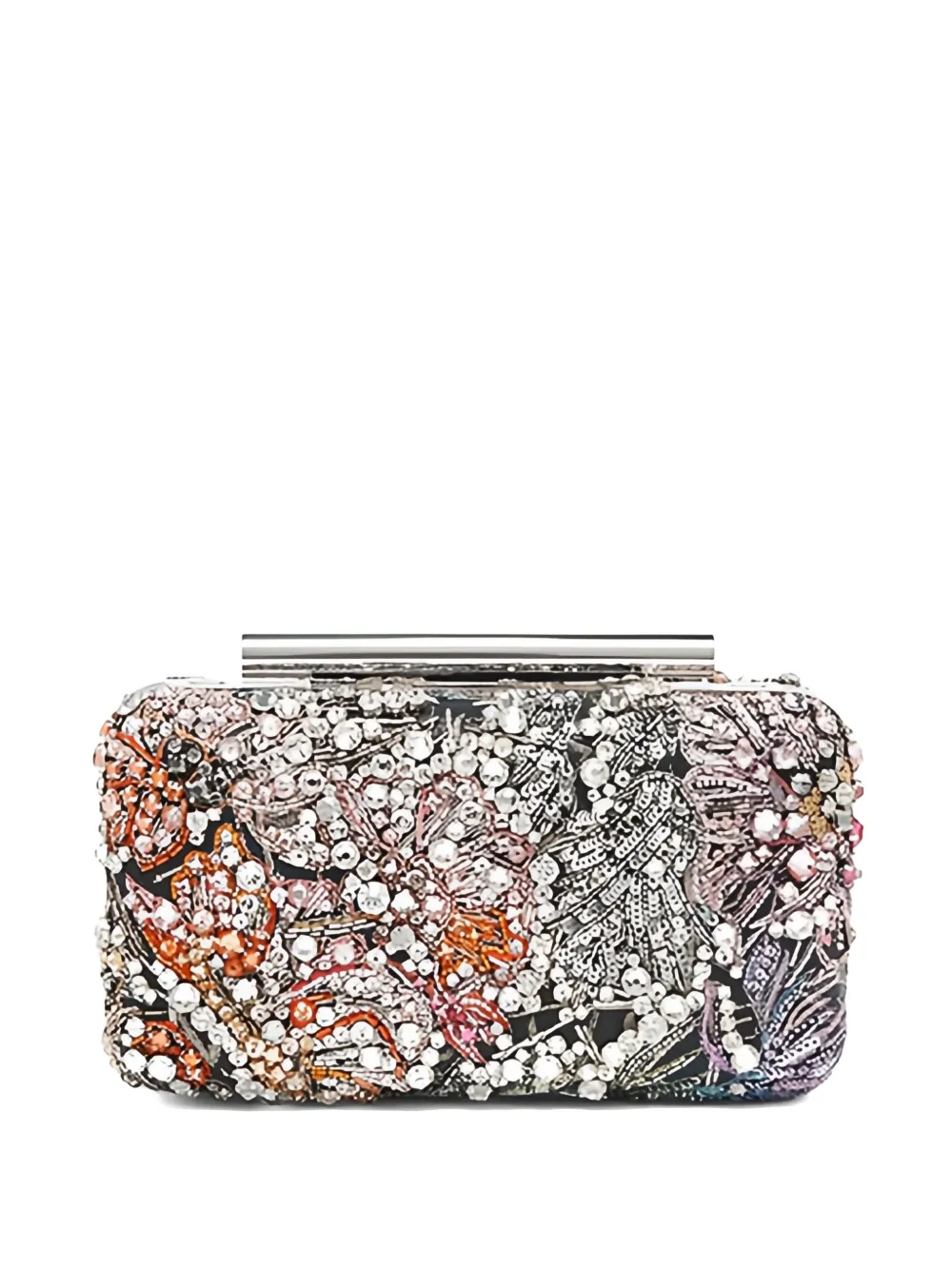 Alexander McQueen T-Bar crystal-embellished clutch bag - Bianco