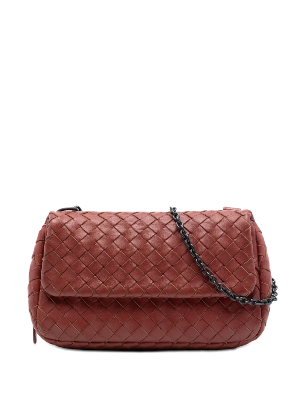 Bottega Veneta Pre-Owned Borsa espandibile a tracolla Intrecciato mini in nappa con catena e battente 2012-2026 - Rosso