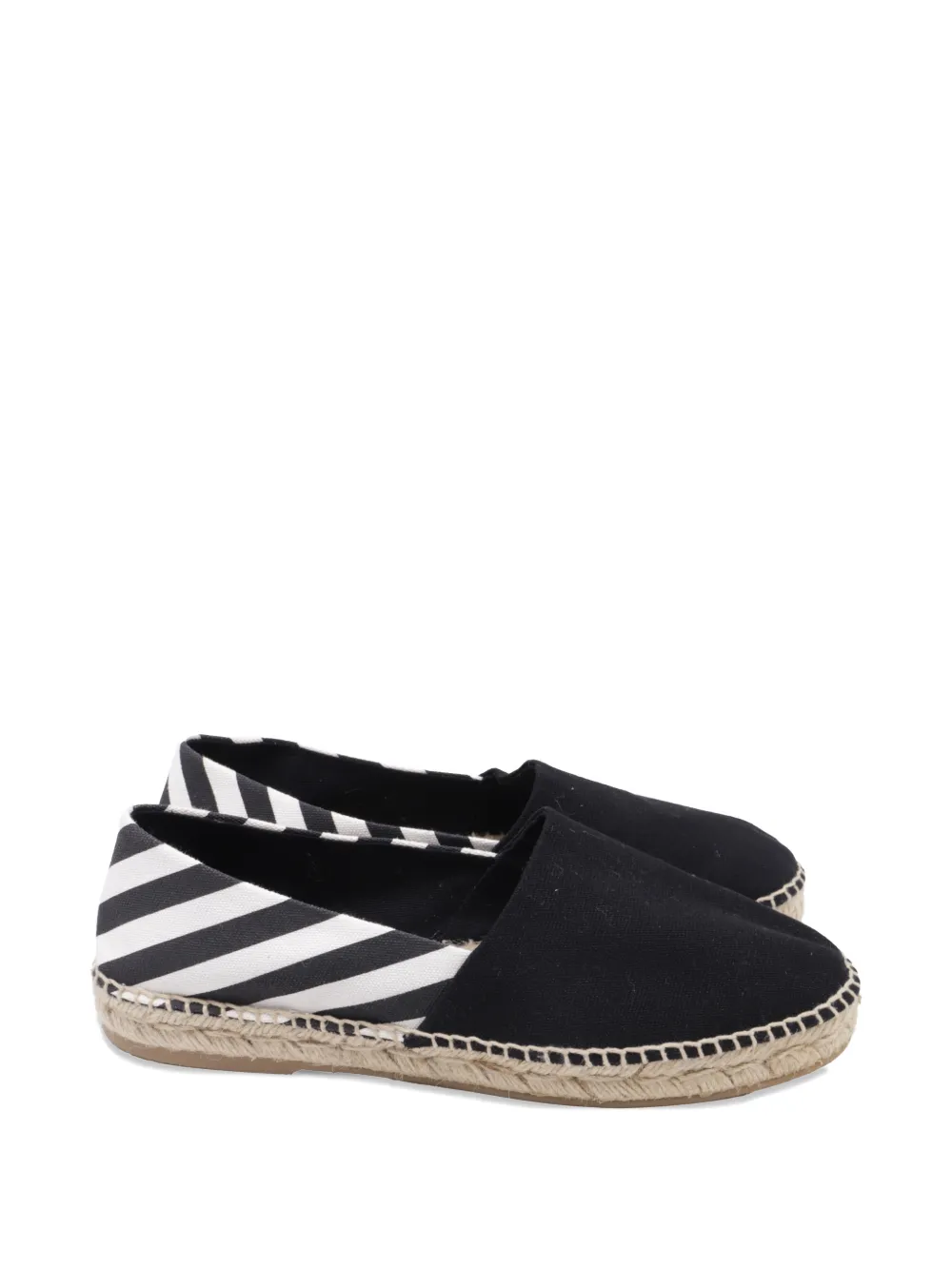 Off-White Pre-Owned striped slip-on espadrilles - Nero