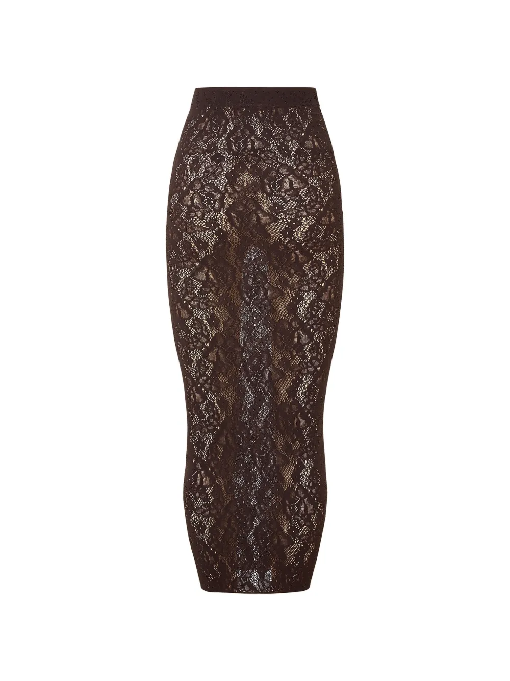 Wolford Infinite Rose midi-rok met kant Bruin