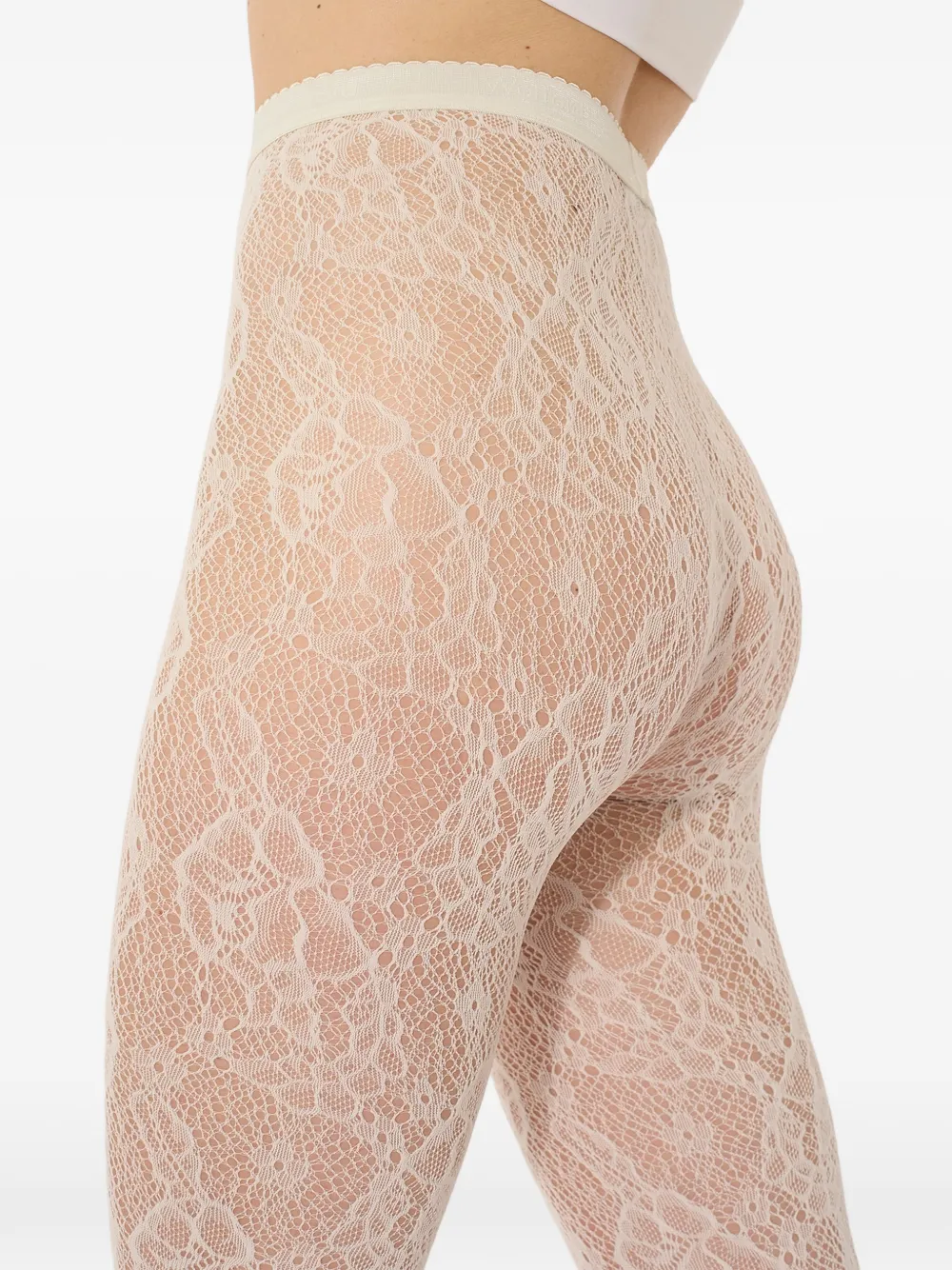 Wolford Mesh panty met bloemenkant Beige