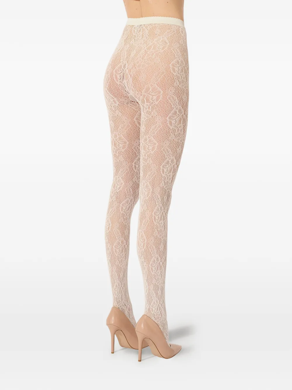 Wolford Mesh panty met bloemenkant Beige