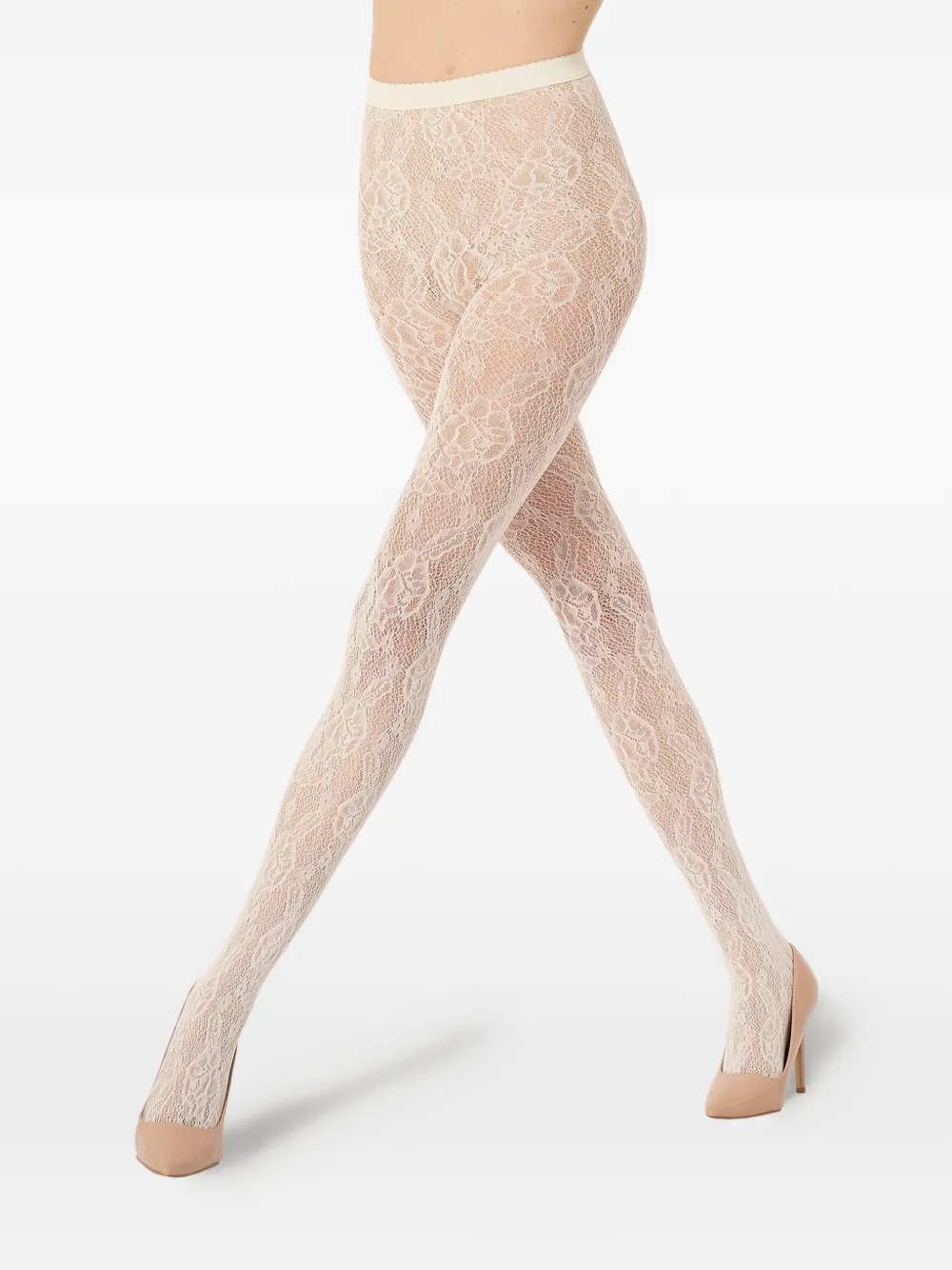 Wolford Mesh panty met bloemenkant Beige