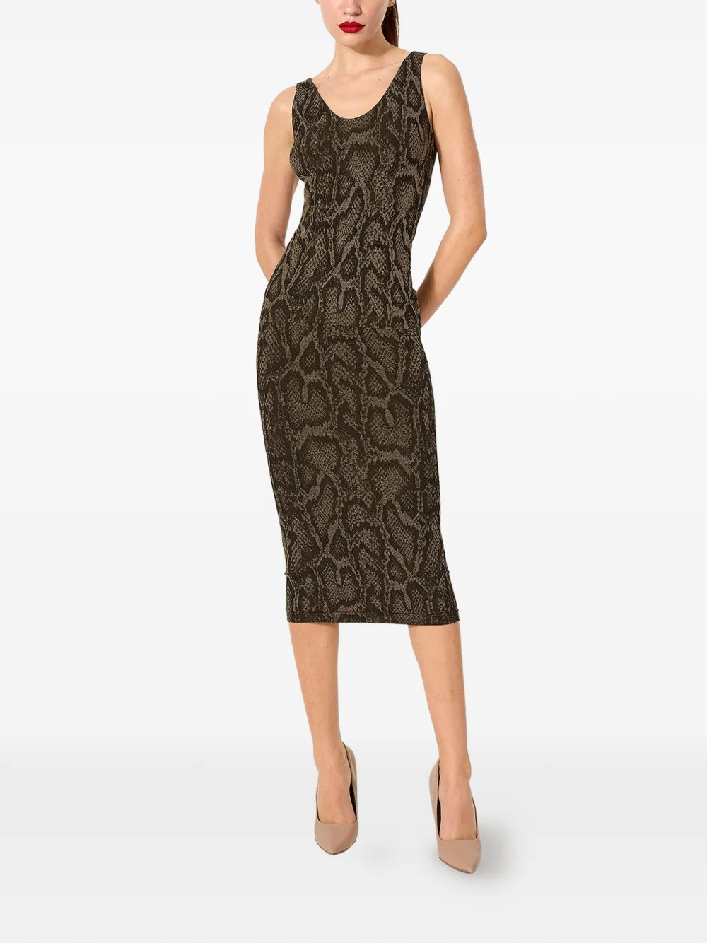 Wolford Tanktop met pythonprint Bruin