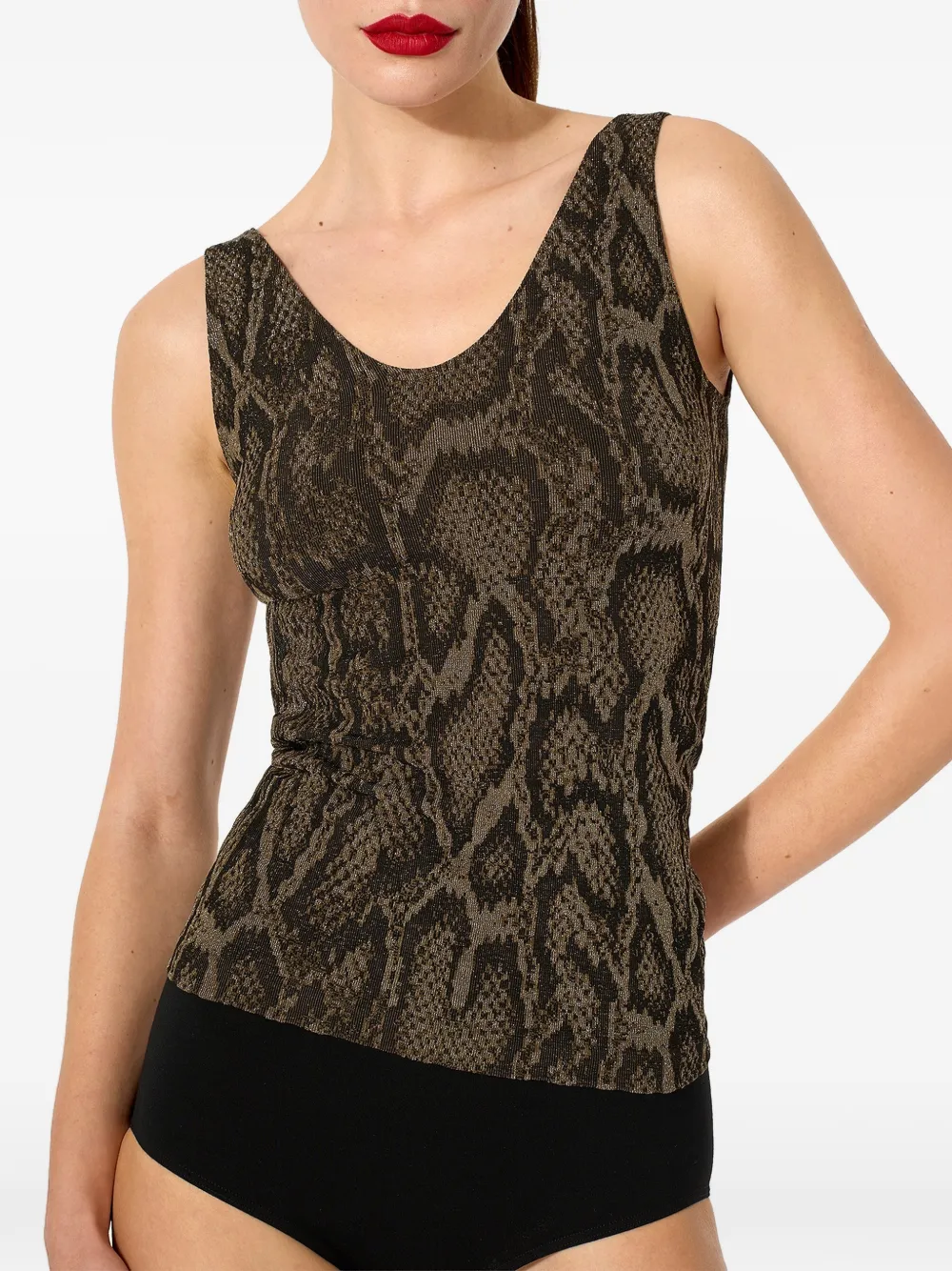 Wolford Tanktop met pythonprint Bruin