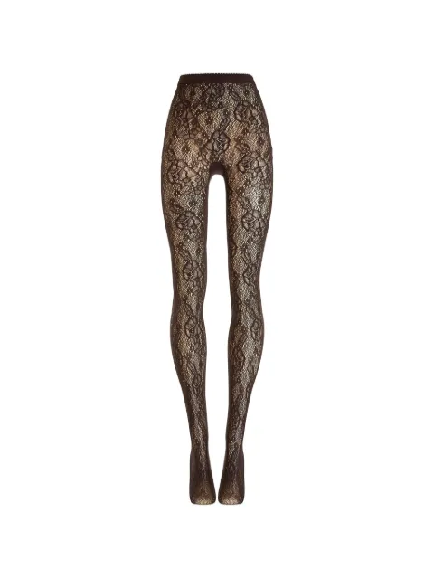Wolford pantimedias de malla con encaje floral