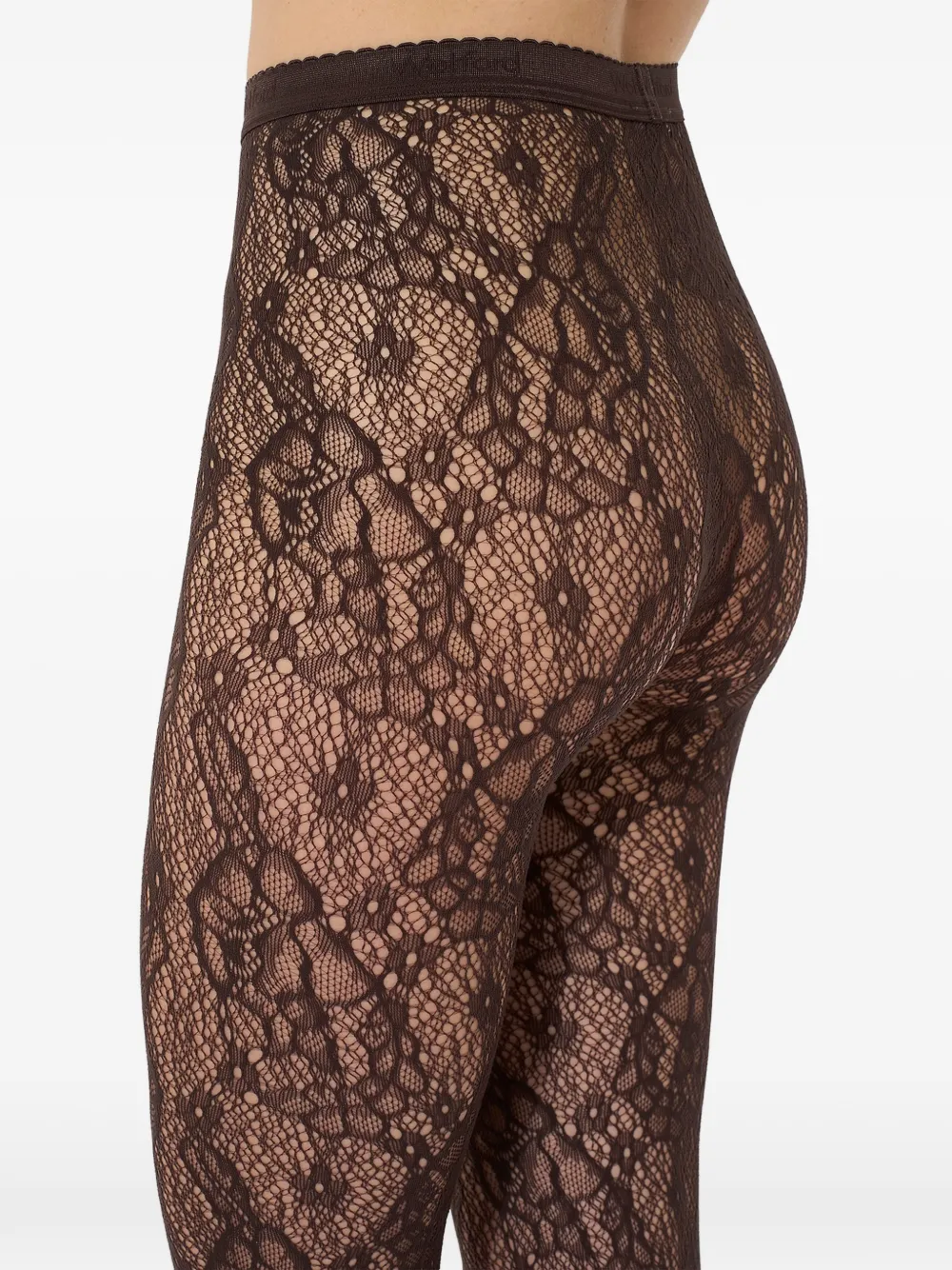 Wolford Mesh panty met bloemenkant Bruin