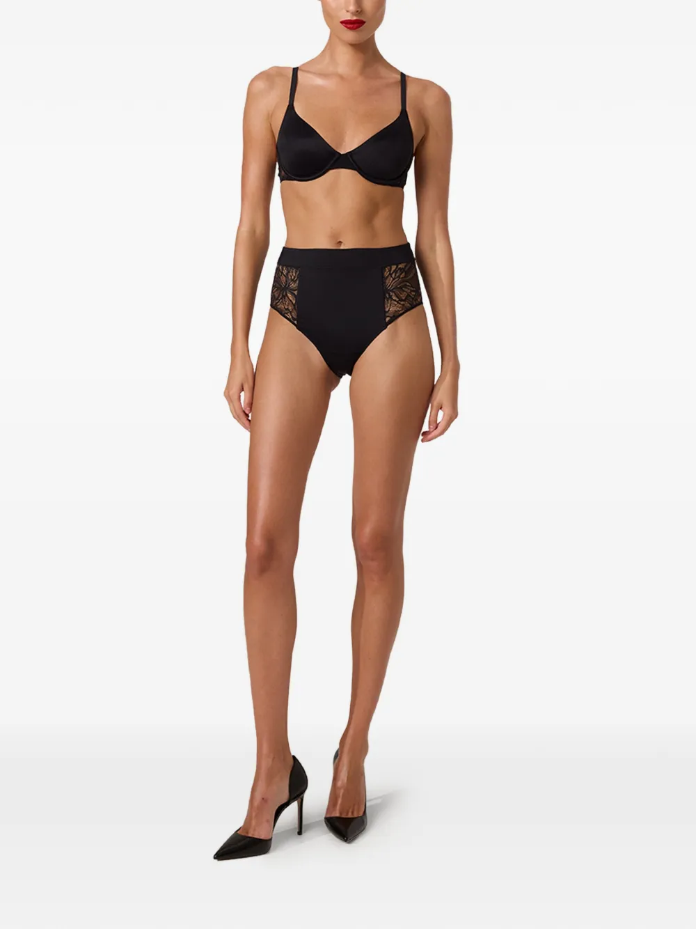 Wolford culotte taille-haute à empiècements en dentelle - Noir