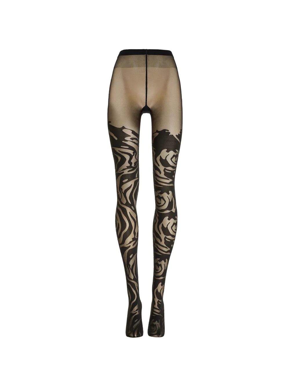 Wolford Semi-transparente Strumpfhose mit Rosenmuster - Schwarz
