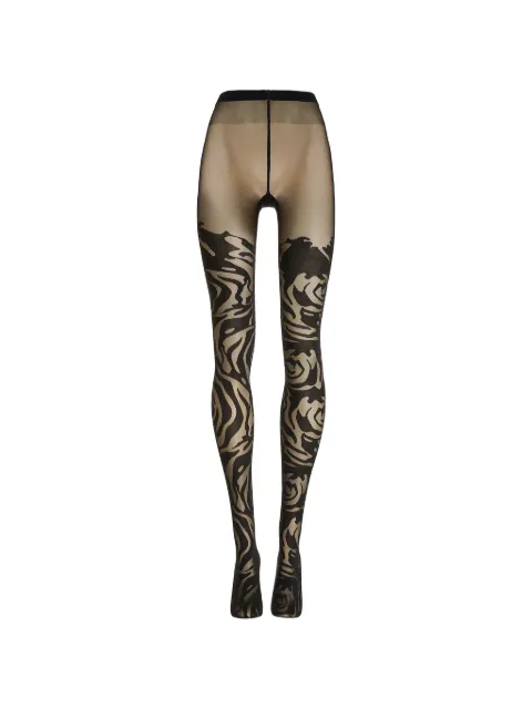 Wolford rose-pattern sheer tights