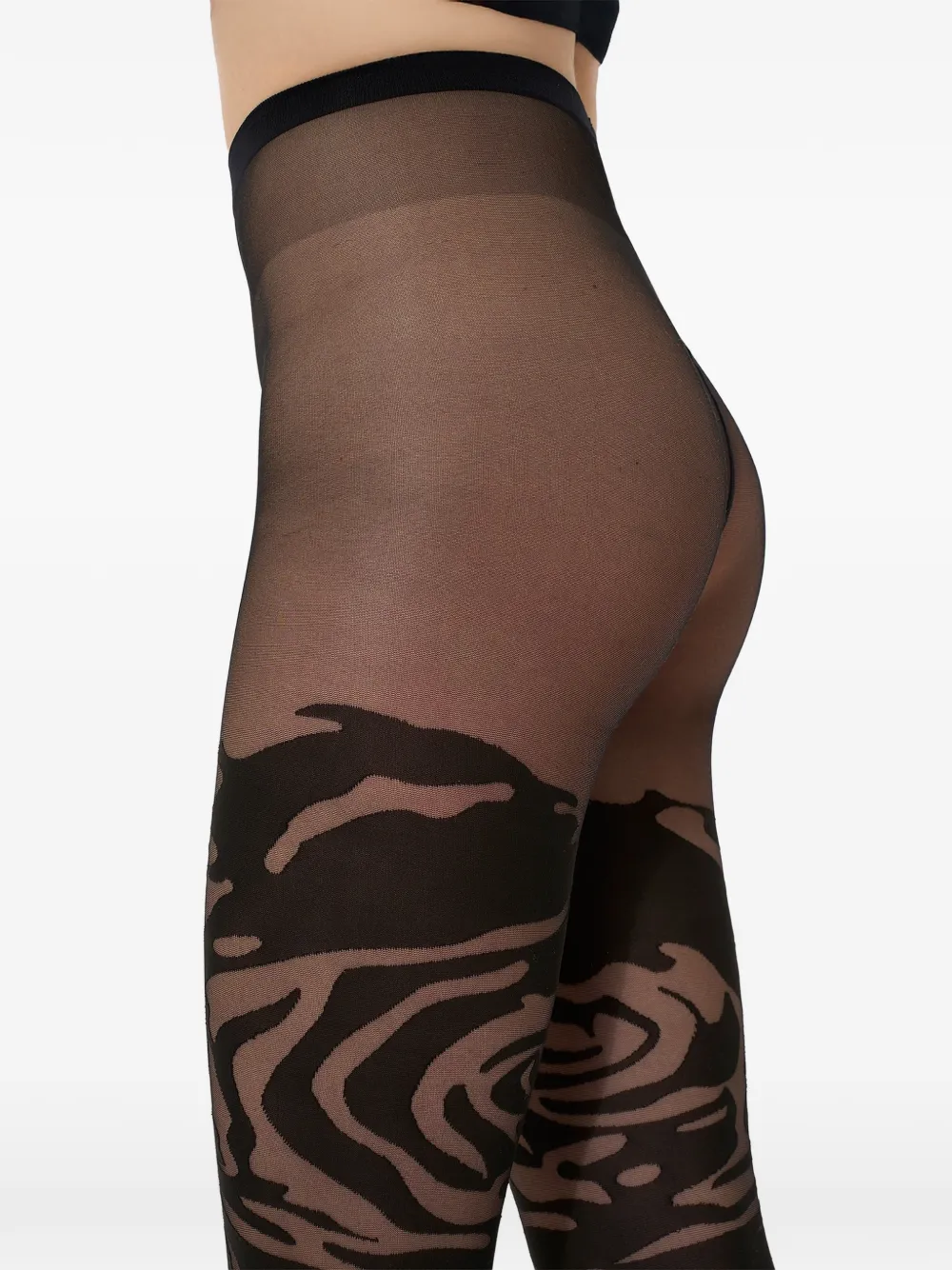 Wolford Doorzichtige panty met roospatroon Zwart