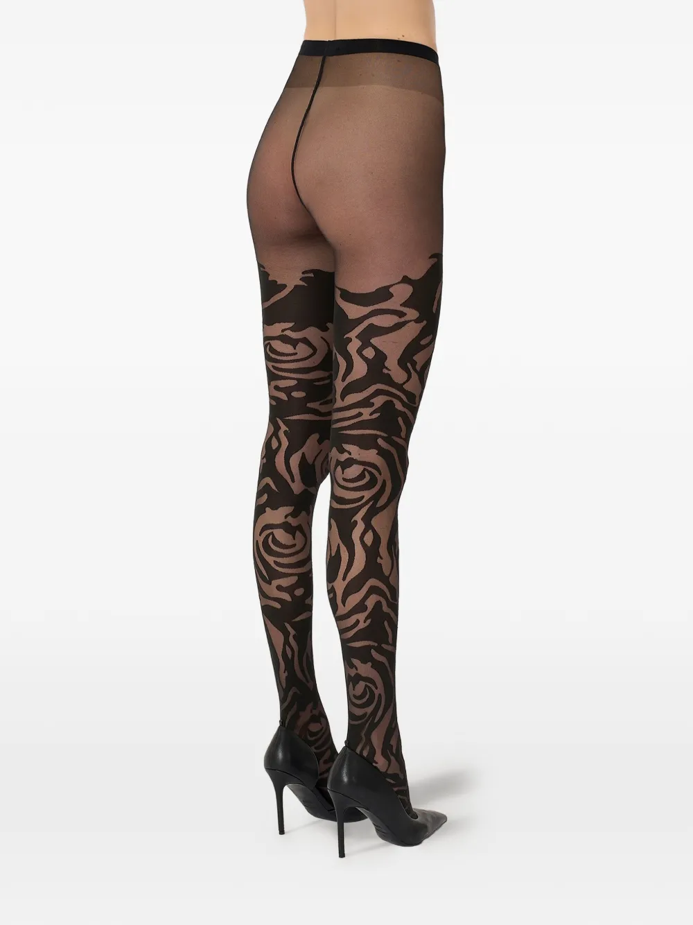 Wolford Doorzichtige panty met roospatroon Zwart