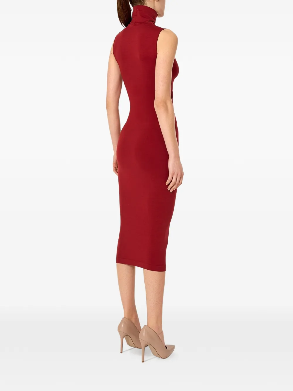 Wolford Naadloze midi-jurk met col Rood
