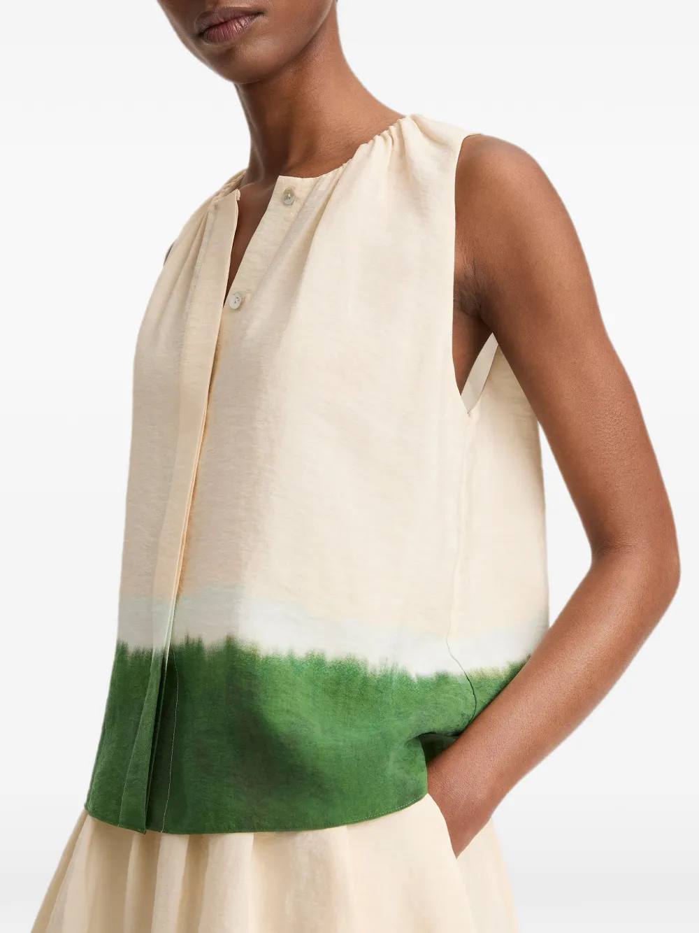 Vince Top smanicato con fantasia tie dye - Toni neutri
