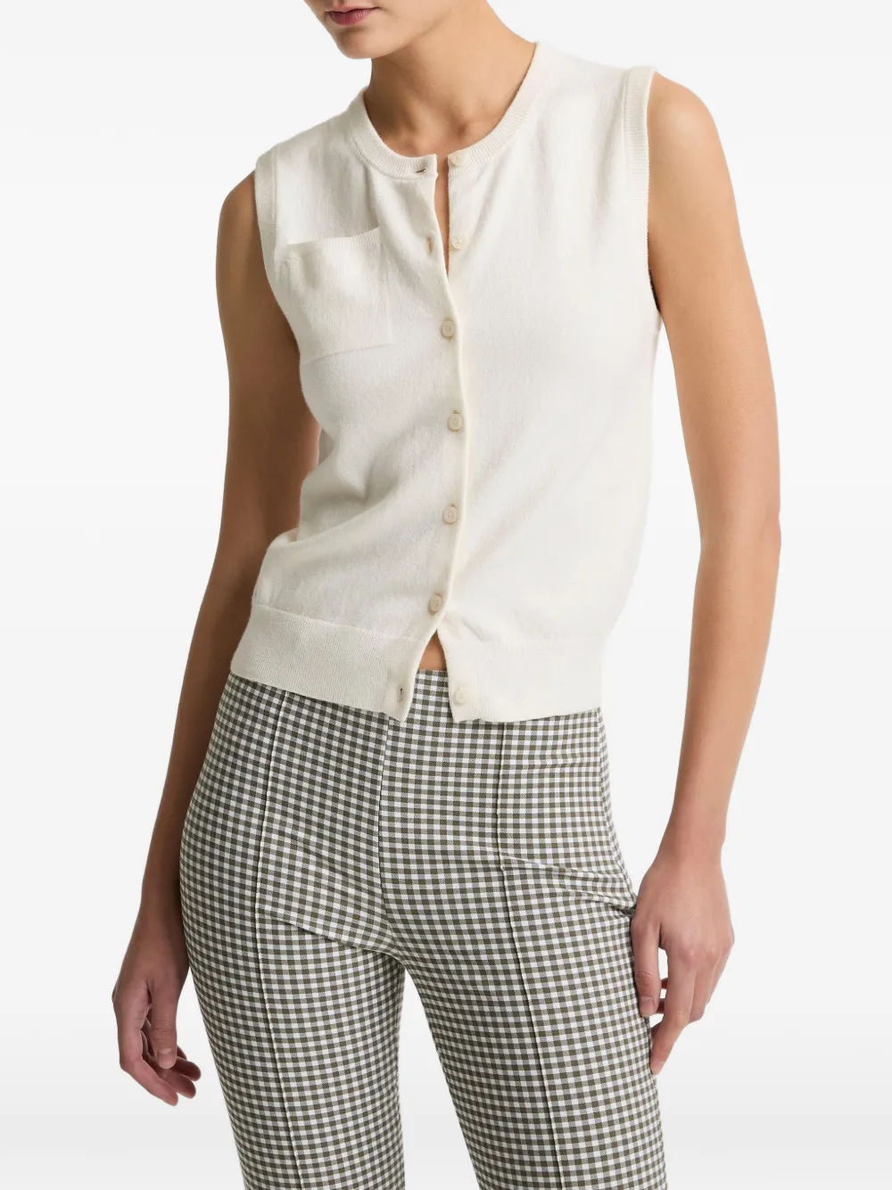 Vince sleeveless patch-pocket cardigan - Bianco