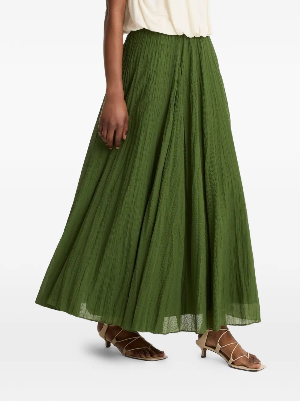 Vince crinkled-effect flared skirt - Verde