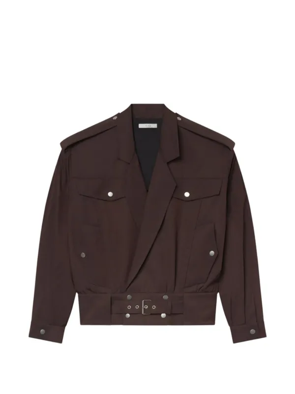 Co Belted Epaulette Military Jacket in Brown