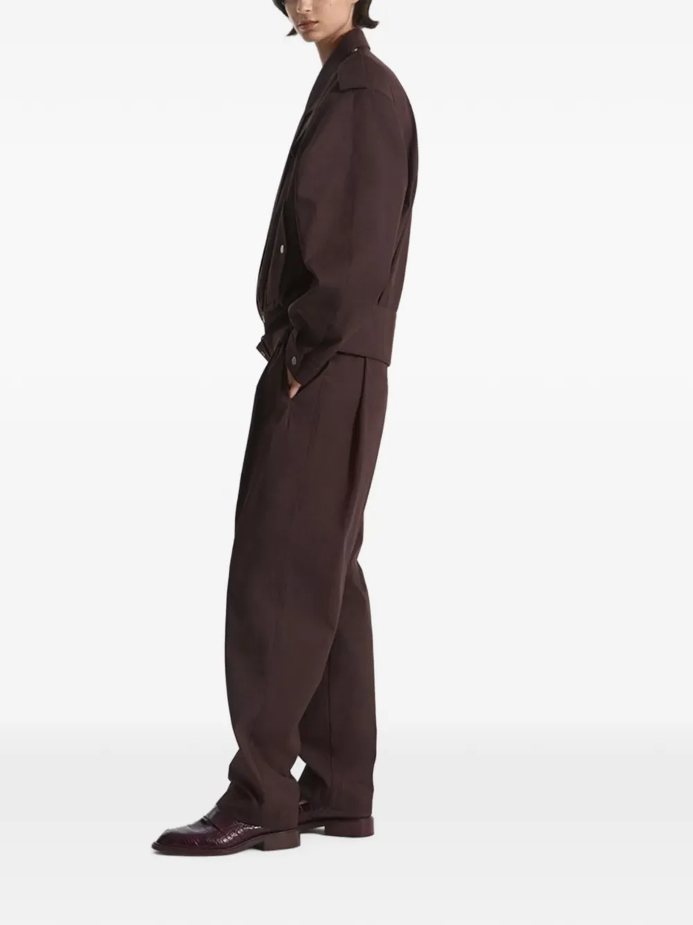 Co Belted Epaulette Military Jacket in Brown, view 2