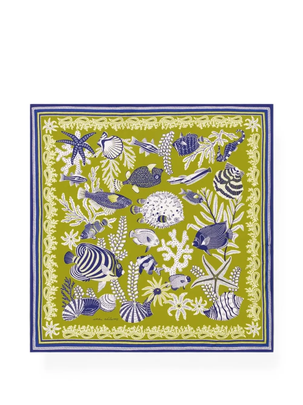 Inoui Editions marine-print silk scarf - Verde