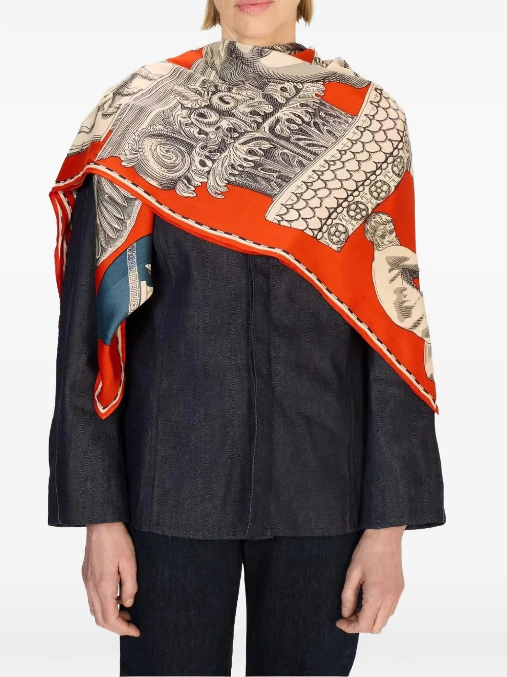 Inoui Editions graphic-print square scarf - Arancione