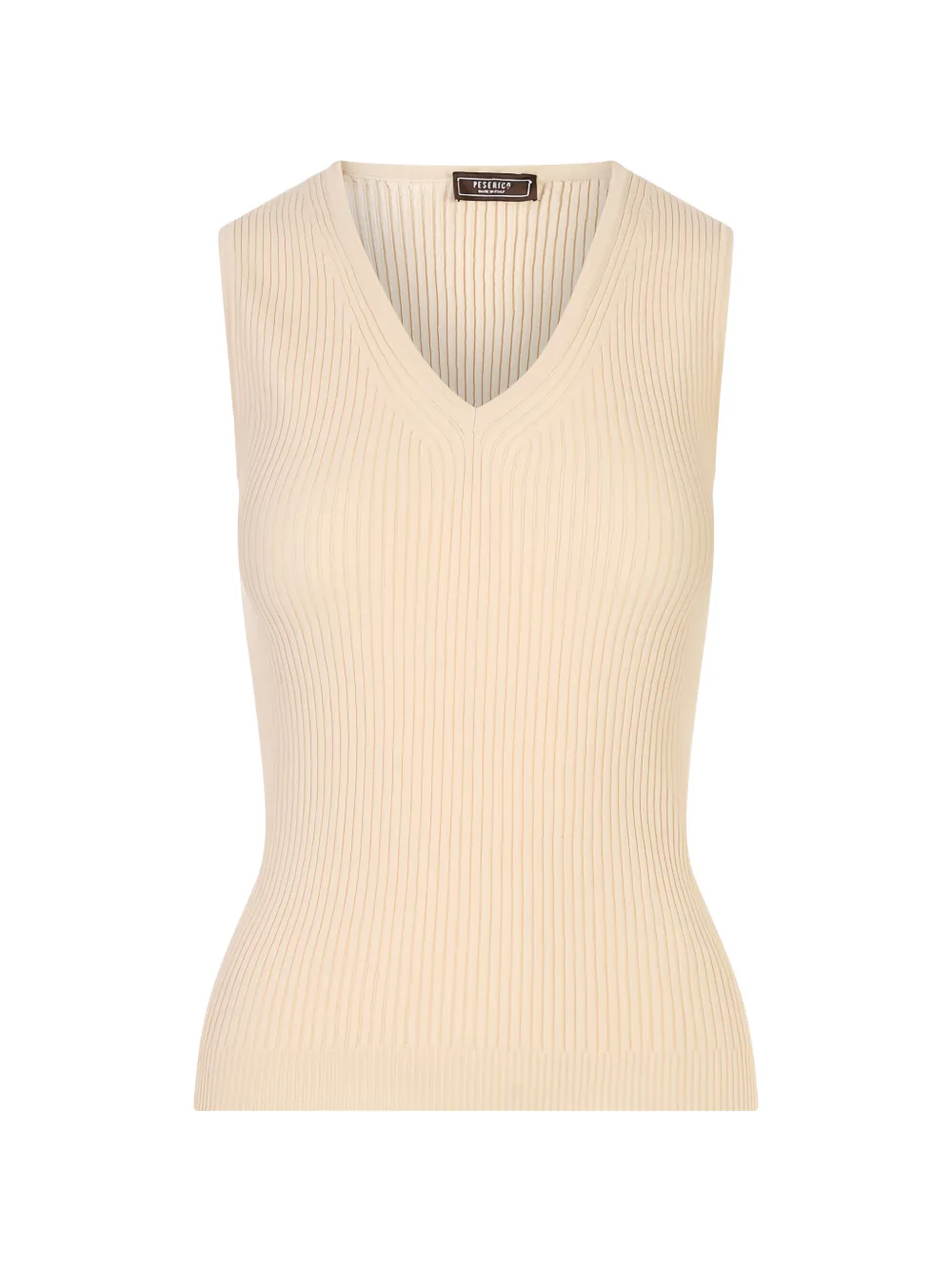 Peserico ribbed-knit V-neck top - Toni neutri