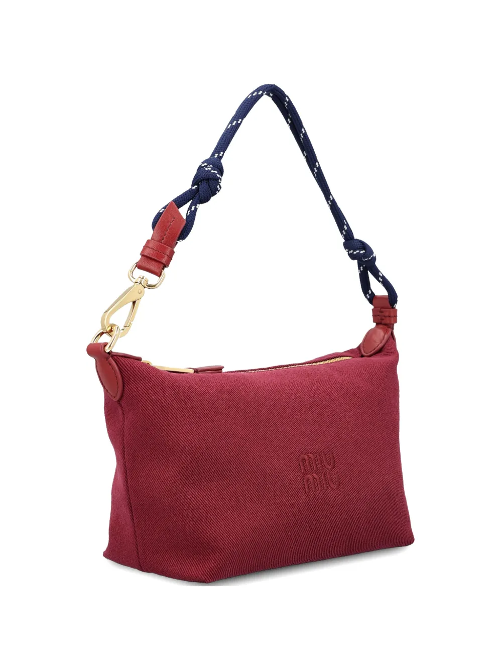 Miu Miu Gabardine embroidered-logo clutch bag - Rosso