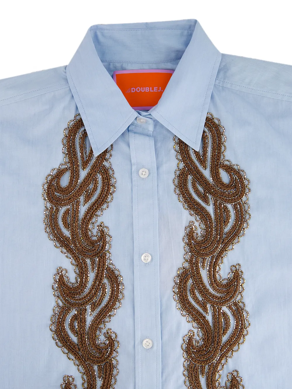 La DoubleJ Peony Placee katoenen blouse met borduurwerk Blauw