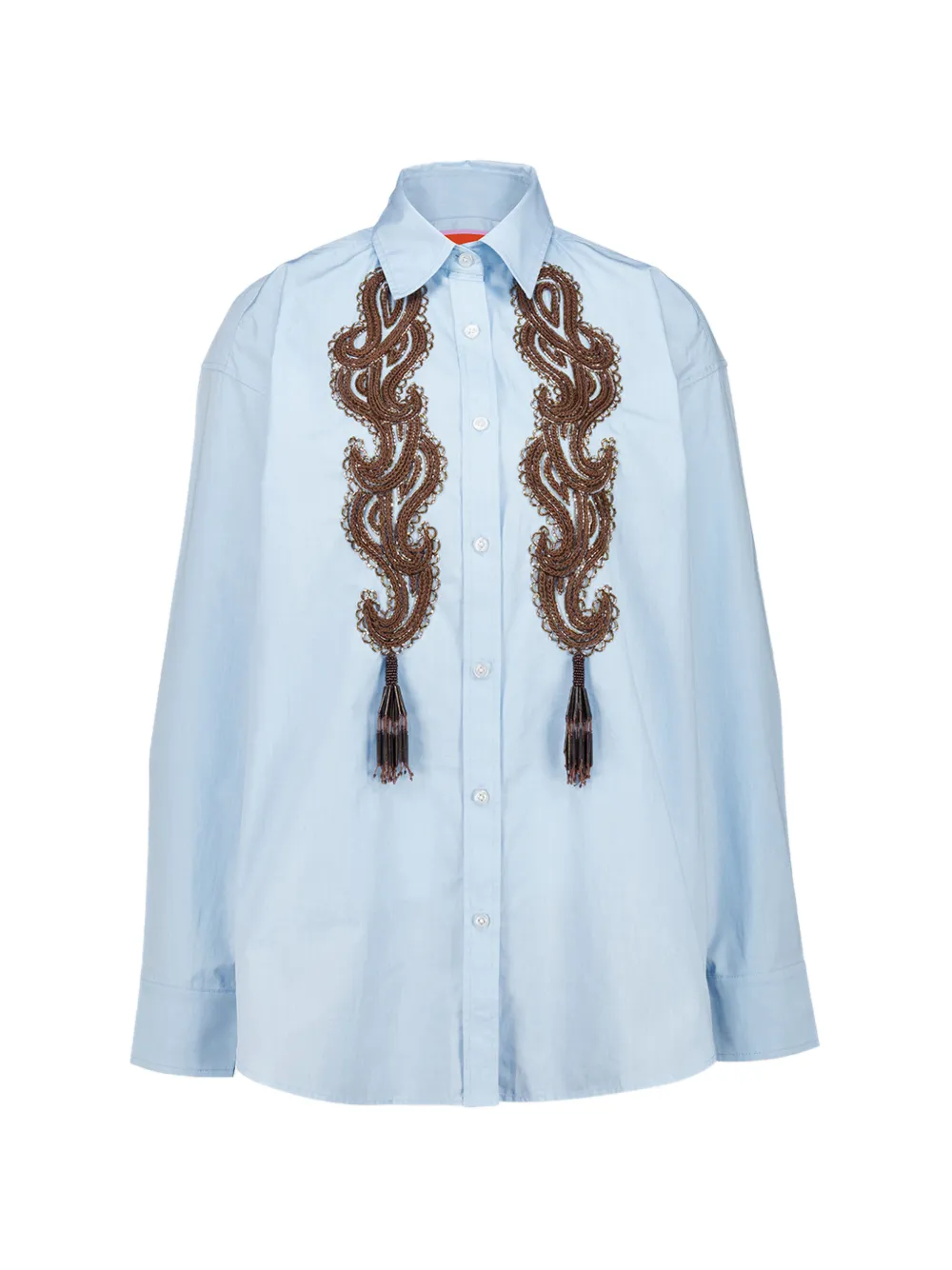 La DoubleJ Peony Placéee embroidered cotton shirt - Blu