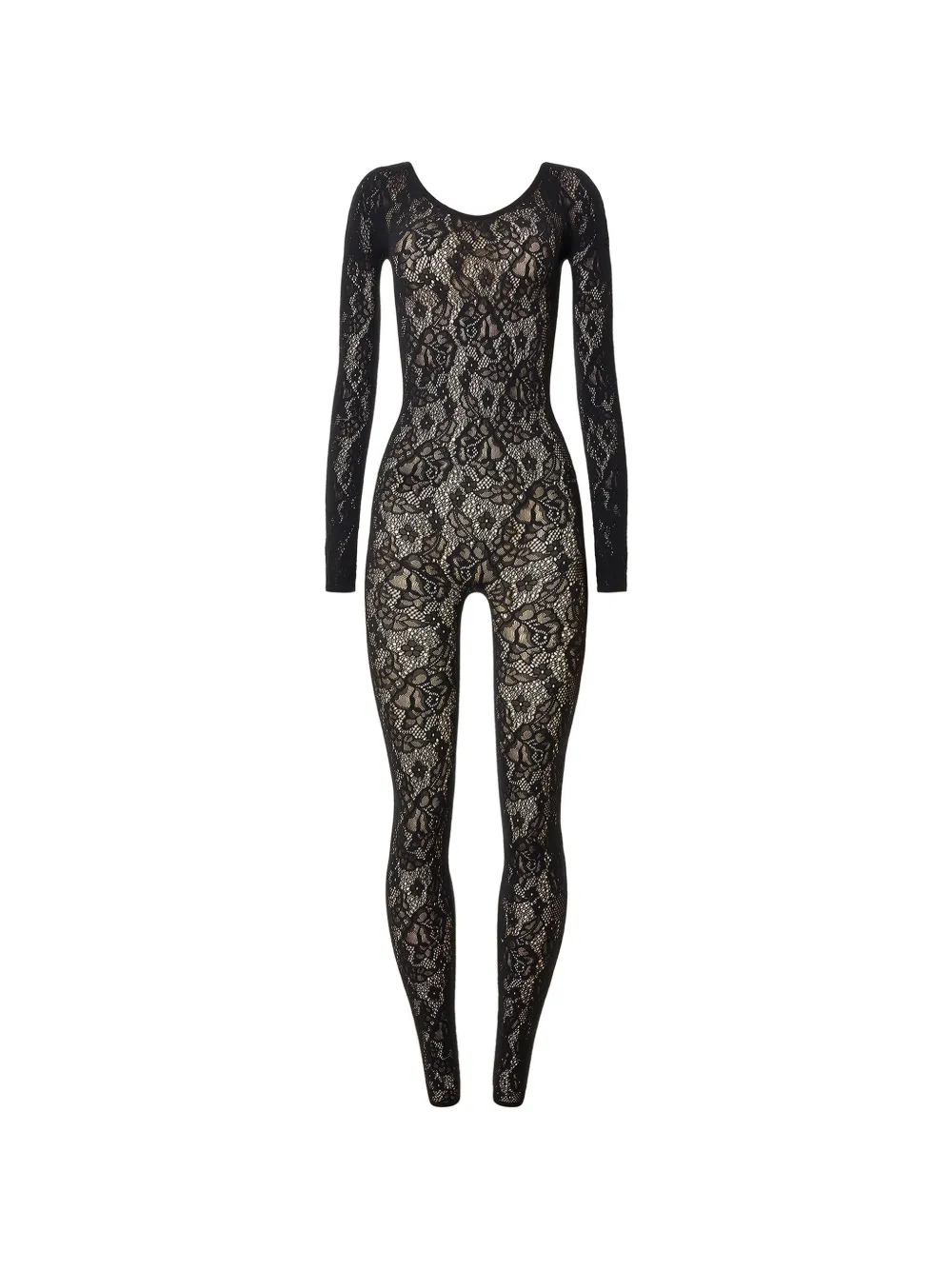 Wolford Infinite Rose Jumpsuit mit Blumenspitze - Schwarz