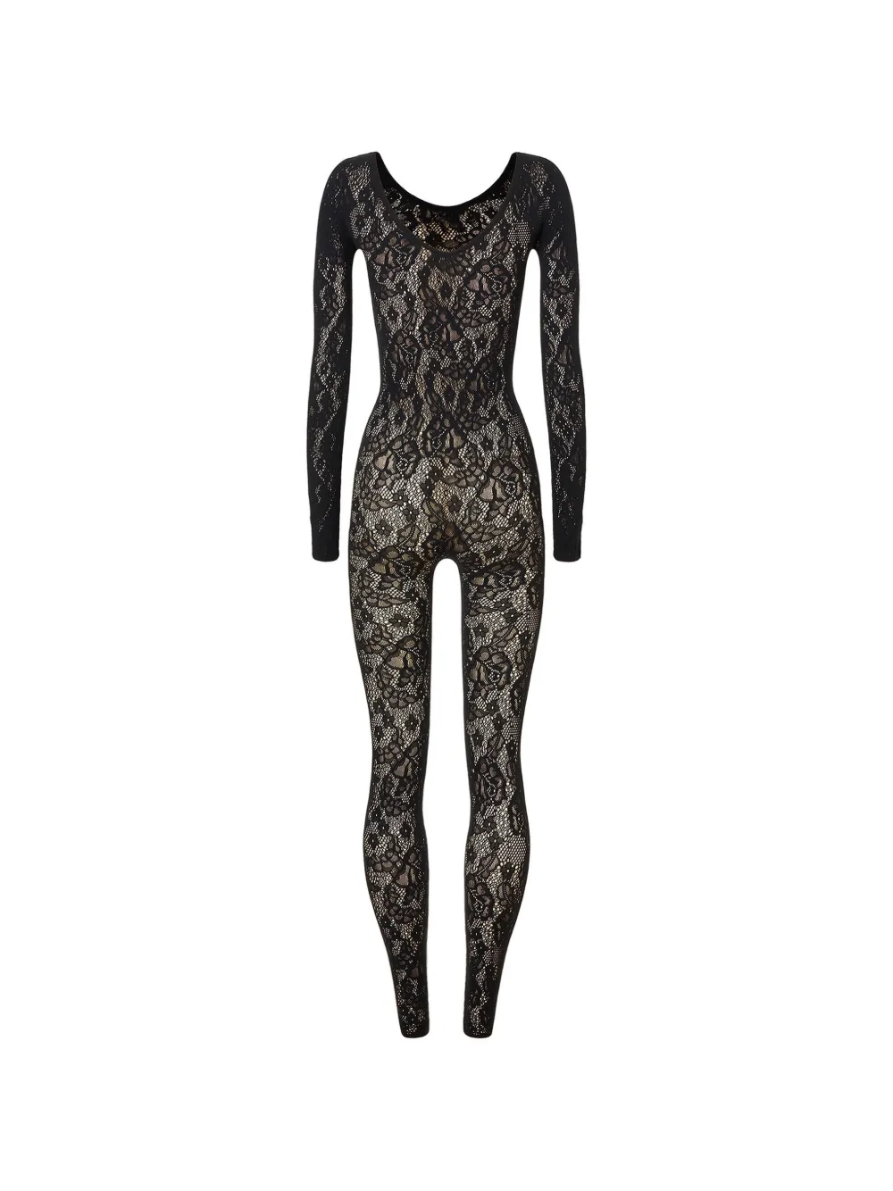 Wolford Infinite Rose jumpsuit met bloemenkant Zwart