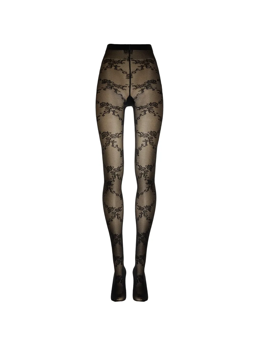 Wolford Strumpfhose mit Spitze - Schwarz