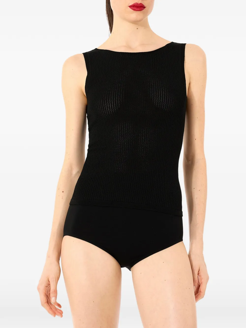 Wolford Naadloze tanktop met mesh Zwart