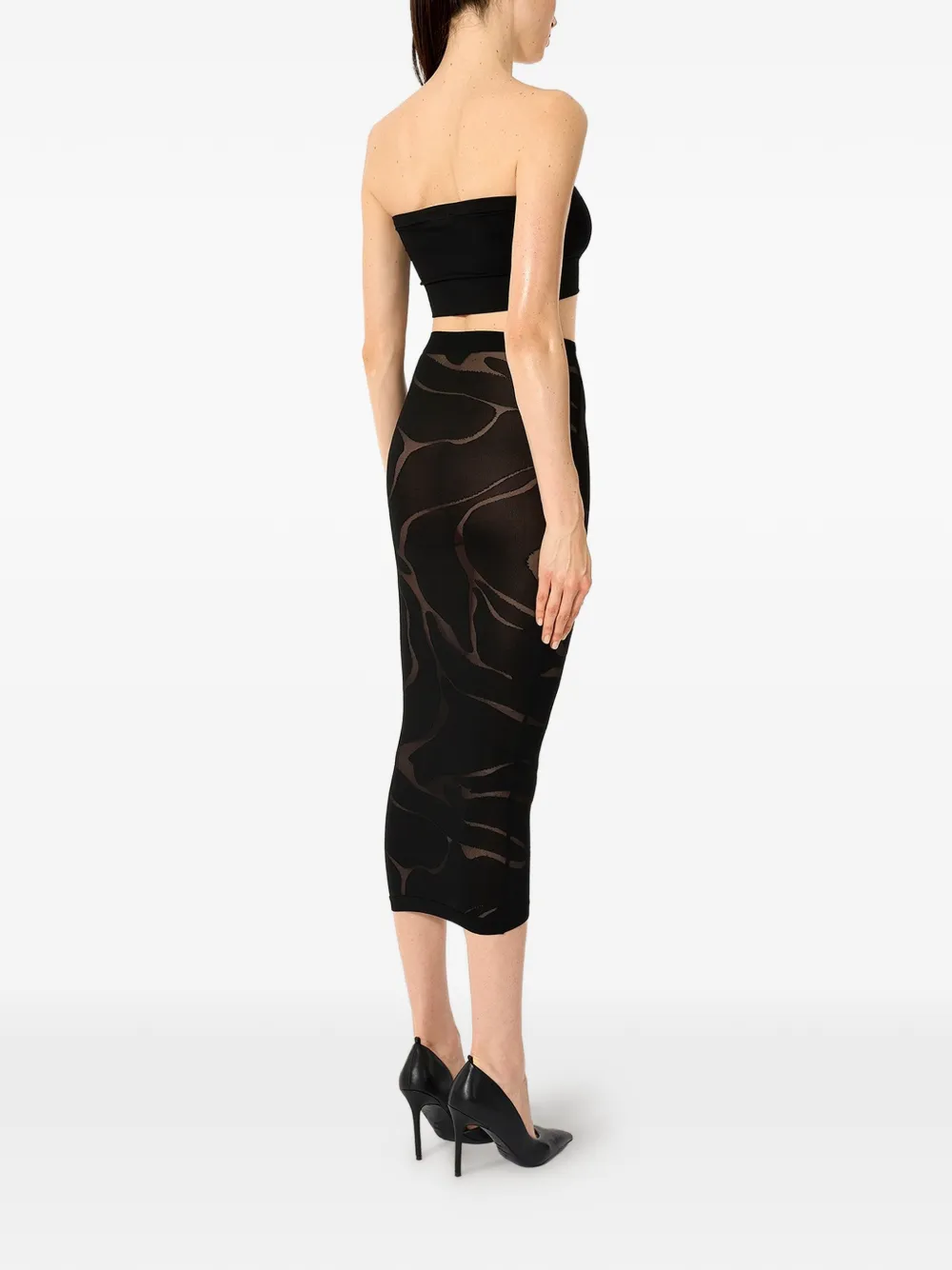 Wolford Rose Shadow getailleerde midi-rok Zwart