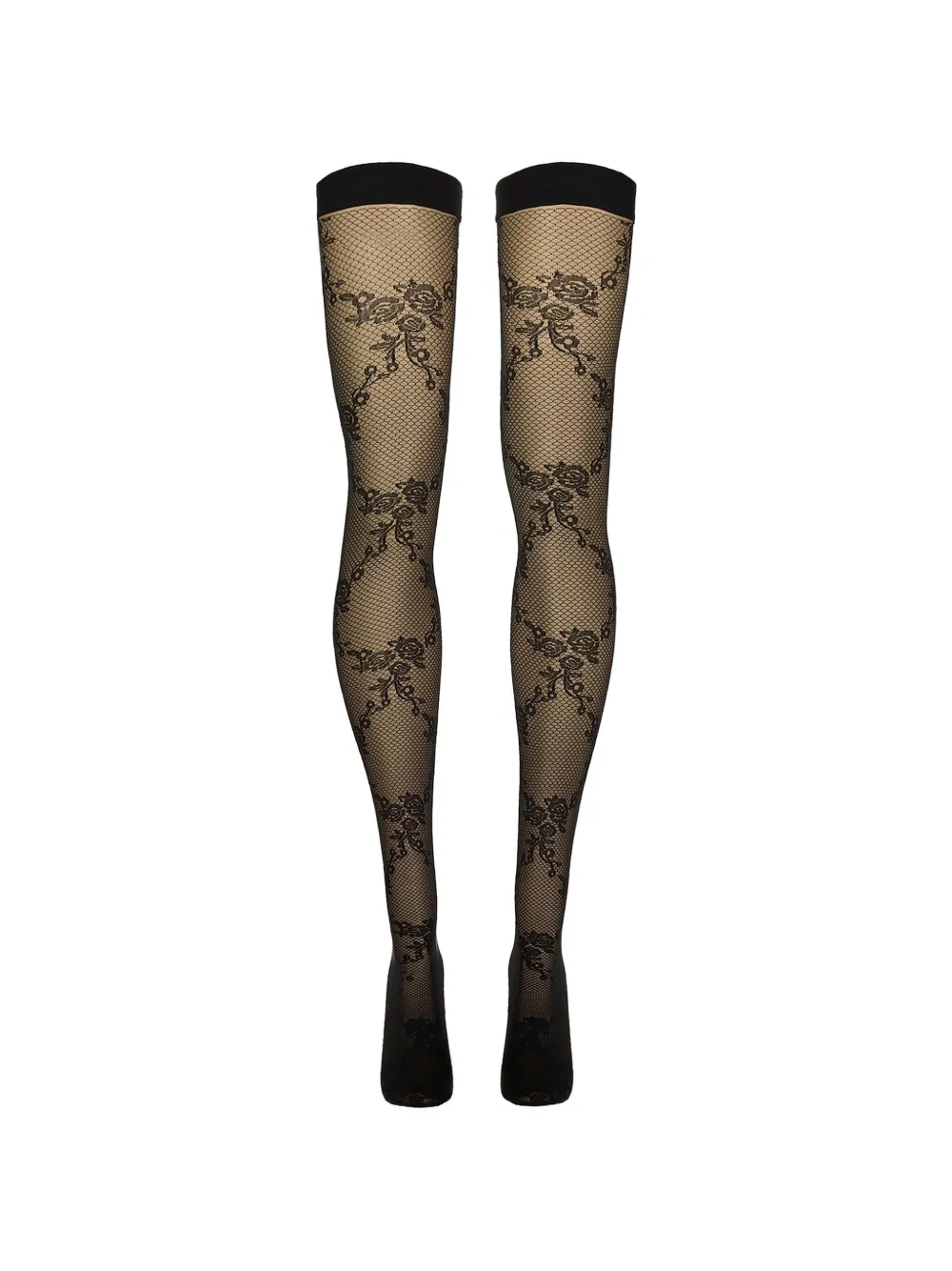 Wolford floral-lace stay-up stockings