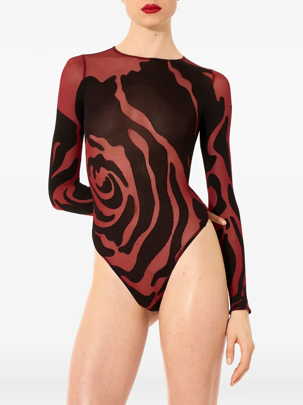 Wolford Rose Shadow body met lange mouwen Rood