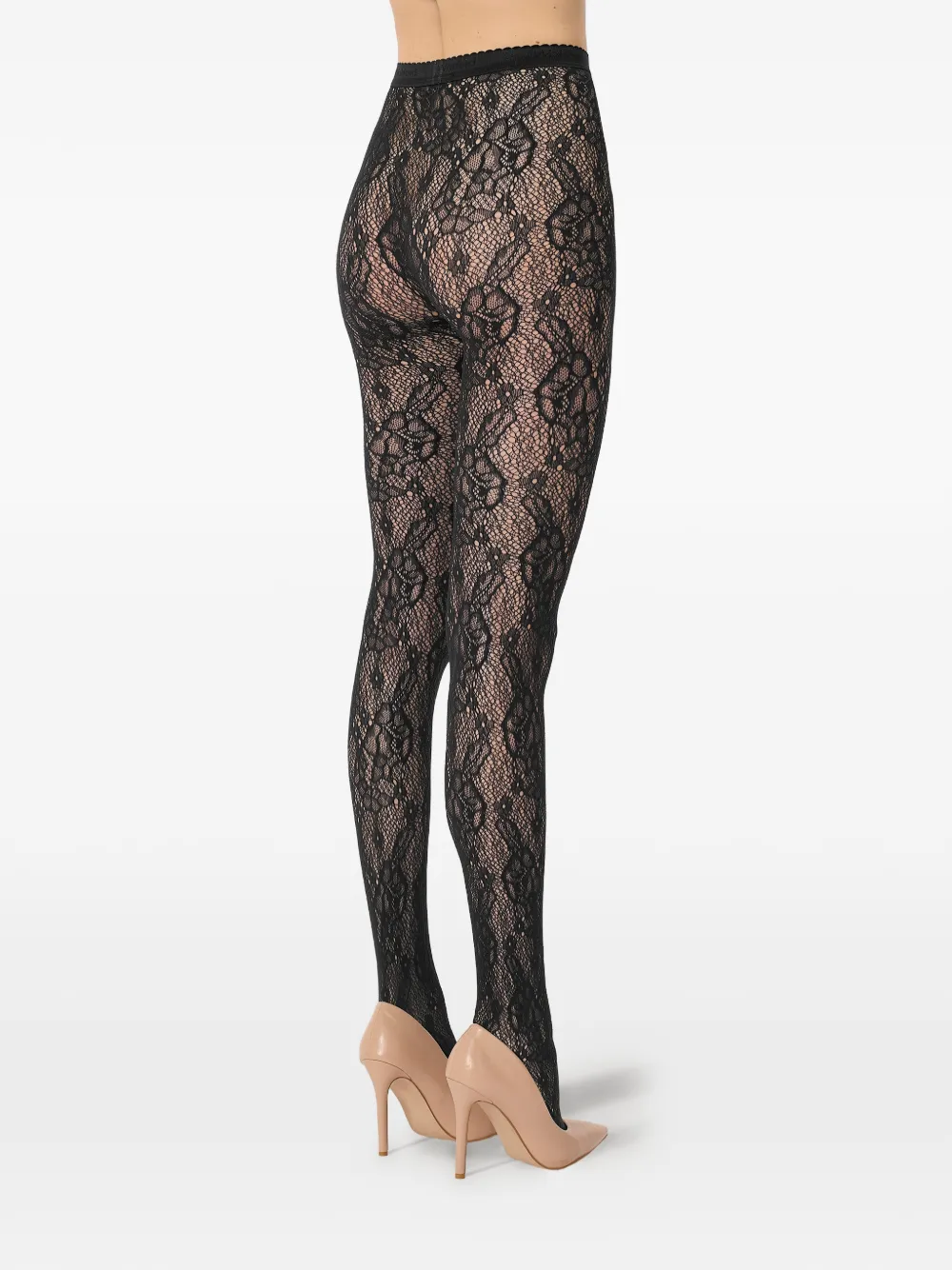 Wolford フローラルレースメッシュ タイツ In Black