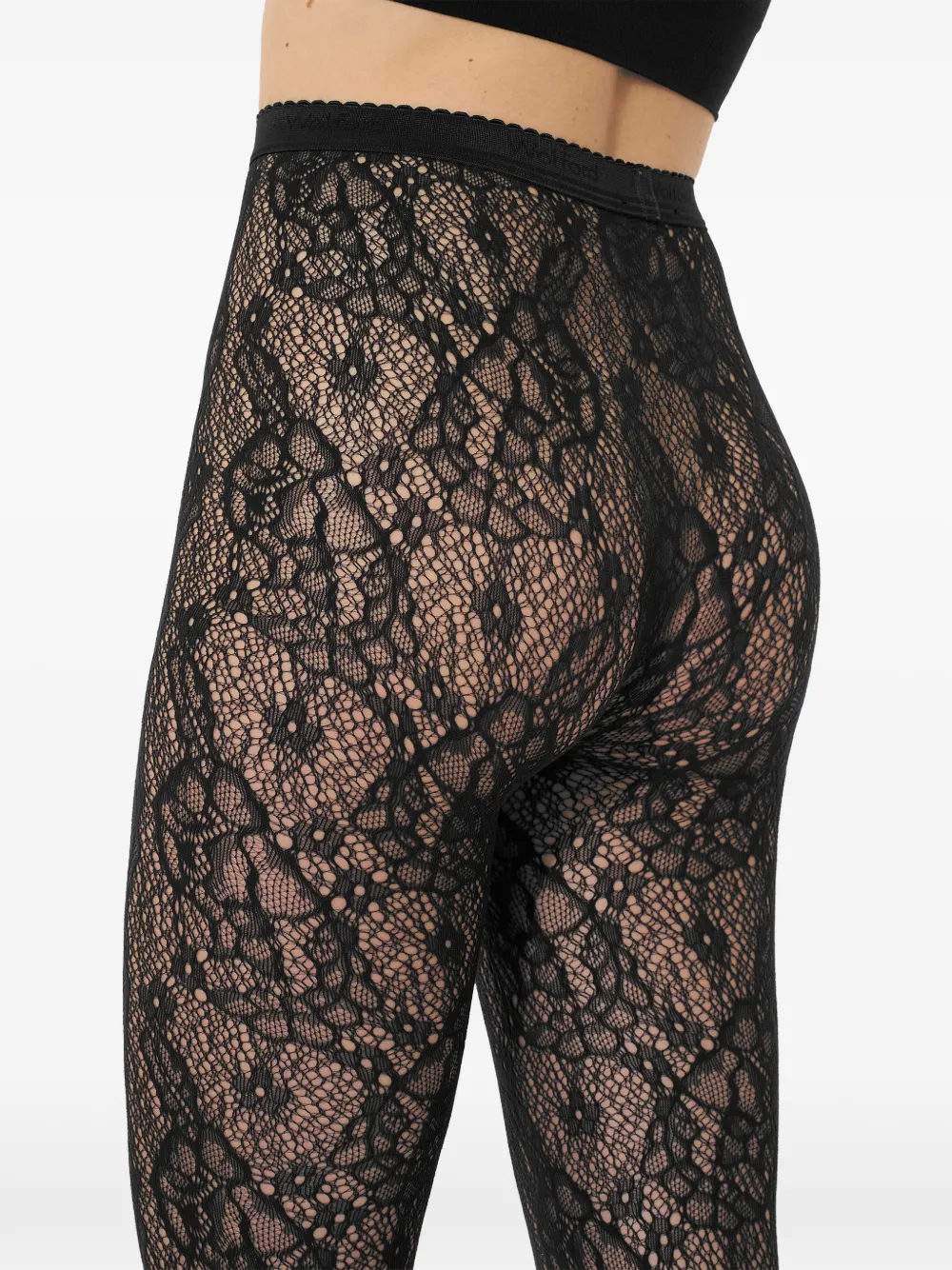 Wolford フローラルレースメッシュ タイツ In Black