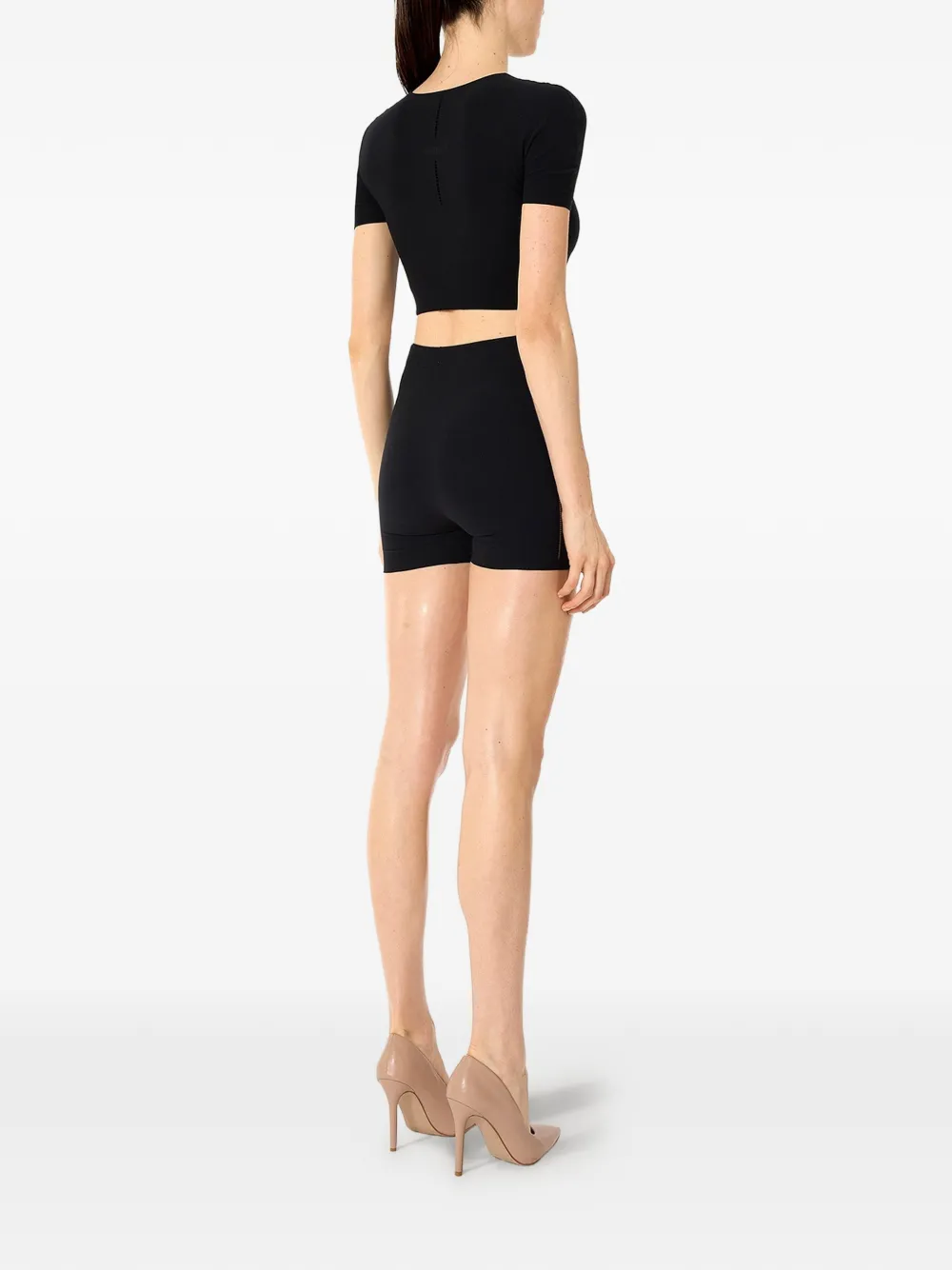 Wolford Naadloos cropped T-shirt met korte mouwen Zwart